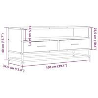 Tv-meubel 100x34,5x40 cm bewerkt hout en metaal zwart - thumbnail