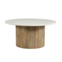 Brix Salontafel 'Nova' Mangohout en marmer, kleur Wit - thumbnail