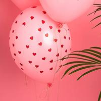 Ballonnen Pastel Pink met Rode Hartjes (6st) - thumbnail