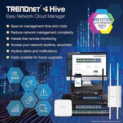 TRENDnet, TEG-30284, 24-poorts Web Smart Switch, met 24 x Gigabit poorten en 4 x 10G OptiPlex + slots,