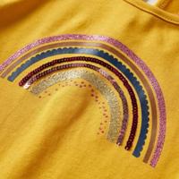 Kindershirt met lange mouwen regenboogprint 92 okerkleurig - thumbnail