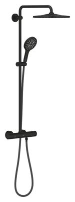 Grohe Rainshower douchesysteem thermostatisch met handdouche 3 straalsoorten phantom black 22119kf0