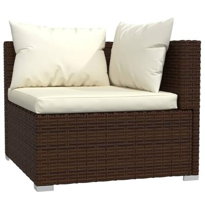 4-delige Loungeset met kussens poly rattan bruin - thumbnail