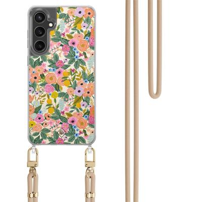 Samsung Galaxy S24 FE hoesje met beige koord - Pink garden
