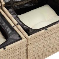 6-delige Loungeset met kussens poly rattan beige - thumbnail