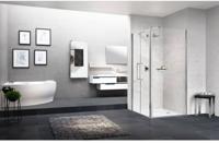 Novellini Young 2.0 F2B zijwand 95/97x200cm met chroom mat profiel en helder glas Y2F2B951B - thumbnail