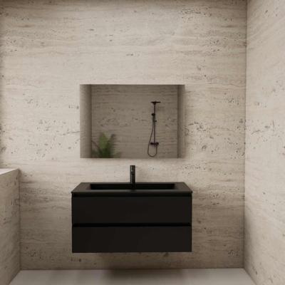 ACTIE BWS Badmeubel | Paris | Mat Zwart 100 cm | Mat Zwart Wastafel | 1 of 2 Kraangaten