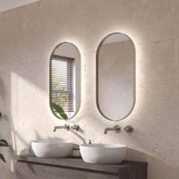 Ben Vita ovale spiegel met LED verlichting en anti-condens 40x80 cm Geborsteld RVS - thumbnail