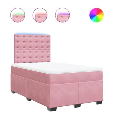 vidaXL Boxspring met matras fluweel roze 120x190 cm, boxspring, ledikant, bedframe, bed, boxspring bed, bedbodem, seniorenbed, senioren bed