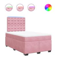 vidaXL Boxspring met matras fluweel roze 120x190 cm, boxspring, ledikant, bedframe, bed, boxspring bed, bedbodem, seniorenbed, senioren bed - thumbnail
