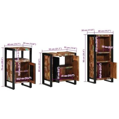 Badkamermeubelset met plank 3 pcs Multikleur 55 x 35 x 60 cm