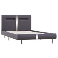 Bedframe met LED kunstleer grijs 90x200 cm - thumbnail