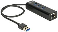 Delock 62653 USB 3.0-hub 3-poorts + 1-poorts Gigabit LAN 10/100/1000 Mbps - thumbnail