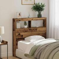 Hoofdbordkast met LED 100x17x102 cm oud hout - thumbnail