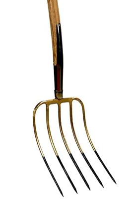 Mestvork 6 tanden houten steel 85 cm met T-greep en stift verbinding