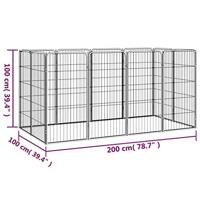 Hondenkennel 12 panelen 50 x 100 cm gepoedercoat staal zwart - thumbnail