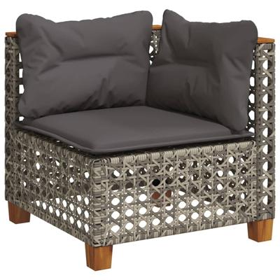 4-delige Loungeset met kussens poly rattan grijs - thumbnail