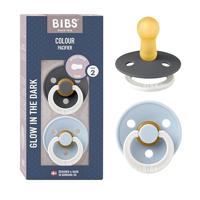 Bibs 2 Fopspeen Duo Glow Dark Iron&baby Blue - thumbnail