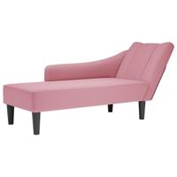 Chaise longue met rechterarmleuning fluweel roze - thumbnail