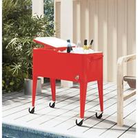 VidaXL Koelbox op wielen 92x43x89 cm rood - thumbnail