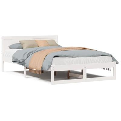 Bedframe met hoofdeinde Wit 120 x 190 cm Massief grenenhout