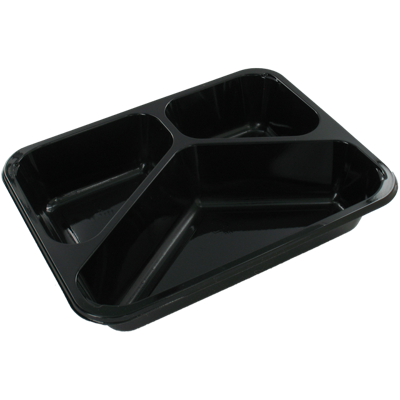 Bak | CPET | 3-vaks | menubak | 227x178x43mm | zwart | 420 stuks