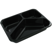 Bak | CPET | 3-vaks | menubak | 227x178x43mm | zwart | 420 stuks - thumbnail