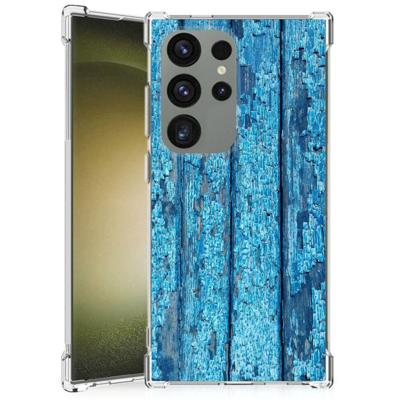 Samsung Galaxy S24 Ultra Stevig Telefoonhoesje Wood Blue Samsung Galaxy S24 Ultra Stevig Telefoonhoesje Wood Blue