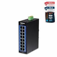 TRENDnet 16-poorts industriële Gigabit L2 beheerde DIN-railschakelaar, 16 x Gigabit-poorten, brede temperatuurlaag 2-schakelaar, 32 Gbps schakelcapaciteit, zwart, TI-G160i-M - thumbnail