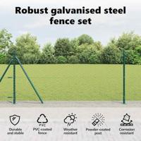 VidaXL Afrasteringspaal groen 10 x 0,8 m (50 mm gaas) staal en pvc - thumbnail