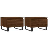 Salontafels 2 st 50x46x35 cm bewerkt hout bruin eikenkleur - thumbnail
