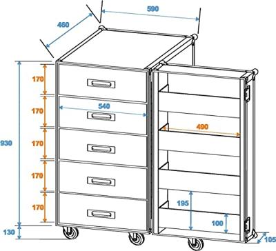 Roadinger Roadinger TSF-1 Flightcase (l x b x h) 625 x 645 x 1170 mm