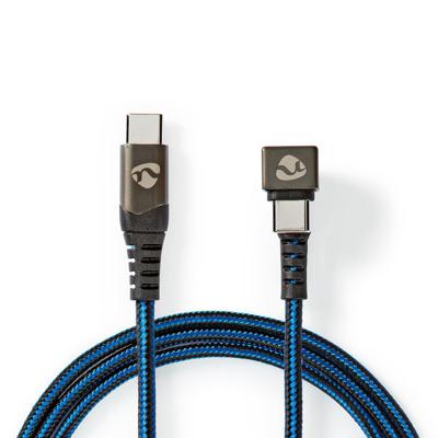 Nedis GCTB60700BK20 Usb 2.0-kabel Type-c™ Male Naar Type-c™ Male 180°-aansluiting Voor Gaming 2,0 M Rond Gevlochten Zwart-blauw