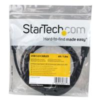 StarTech.com 1,8m SuperSpeed USB 3.0 Verlengkabel A naar A - Zwart M/F - thumbnail
