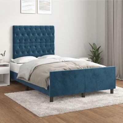 Bedframe zonder matras 120x190 cm fluweel donkerblauw Bedframe zonder matras 120x190 cm fluweel donkerblauw