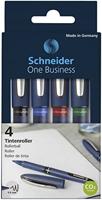 Schneider Schreibgeräte One Business 183094 Rollerballpen 0.6 mm Blauw, Groen, Rood, Zwart 4 stuk(s) - thumbnail