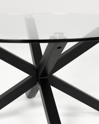 Kave Home Ronde Eettafel 'Argo' Ø119cm, kleur Zwart/Glas Kave Home Ronde Eettafel 'Argo' Ø119cm, kleur Zwart/Glas