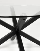 Kave Home Ronde Eettafel 'Argo' Ø119cm, kleur Zwart/Glas - thumbnail