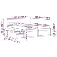 Bed met lades en matras massief grenenhout wasbruin 160x200 cm - thumbnail