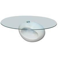 VidaXL Salontafel met ovaal glazen tafelblad hoogglans wit - thumbnail