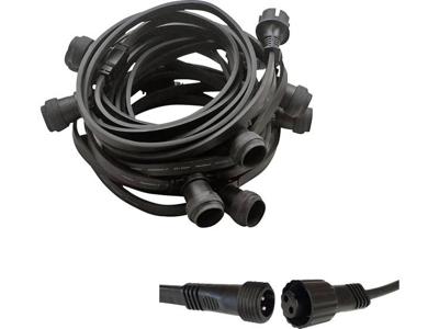 LED prikkabel zwart 10 fittingen E27 10m stekkerklaar