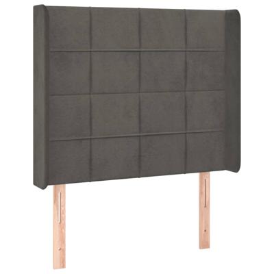 Hoofdbord met randen 147x16x118/128 cm fluweel donkergrijs - thumbnail