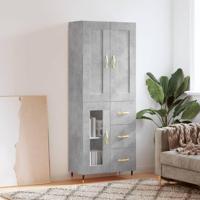 Hoge kast 69,5x34x180 cm bewerkt hout betongrijs - thumbnail