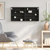 Vitrinekast 100x8,5x50 cm bewerkt hout zwart - thumbnail