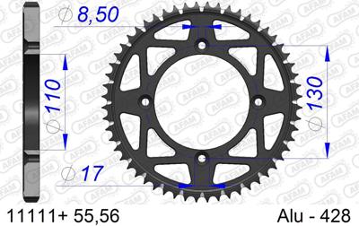 AFAM Chain wheel 428 55z alu black