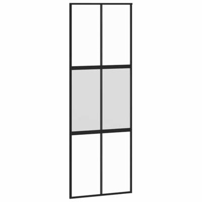 Schuifdeur met beslagset 76x205 cm gehard glas zwart