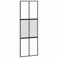 Schuifdeur met beslagset 76x205 cm gehard glas zwart - thumbnail