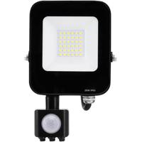 LED Bouwlamp 20W met Bewegingssensor - Helder Wit 6500K - IP65 Waterdicht - Zwart Aluminium - thumbnail