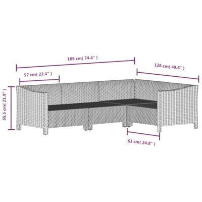 4-delige Loungeset poly rattan met kussens grijs