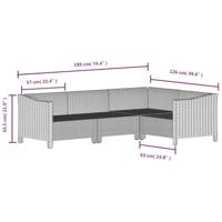 4-delige Loungeset poly rattan met kussens grijs - thumbnail